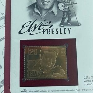 Elvis Presley 22 kart gold stamp & 22 kart Olympic stamp and original stamp